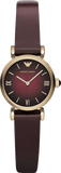 Buy Shop Emporio Armani Gianni T Bar Burgundy Dial Burgundy Leather Strap Watch For Women - AR1758 USA Online