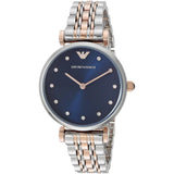 Buy Shop Emporio Armani Gianni T Bar Crystal Blue Dial Two Tone Steel Strap Watch For Women - AR11092 USA Online