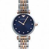 Buy Shop Emporio Armani Gianni T Bar Crystal Blue Dial Two Tone Steel Strap Watch For Women - AR11092 USA Online
