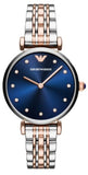 Buy Shop Emporio Armani Gianni T Bar Crystal Blue Dial Two Tone Steel Strap Watch For Women - AR11092 USA Online