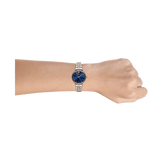 Emporio Armani Gianni T Bar Crystal Blue Dial Two Tone Steel Strap Watch For Women - AR11092