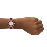 Buy Shop Emporio Armani Gianni T Bar Crystals Maroon Dial Maroon Leather Strap Watch for Women - AR11487 USA Online