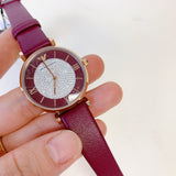 Buy Shop Emporio Armani Gianni T Bar Crystals Maroon Dial Maroon Leather Strap Watch for Women - AR11487 USA Online