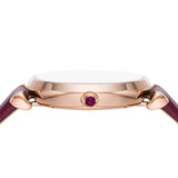 Buy Shop Emporio Armani Gianni T Bar Crystals Maroon Dial Maroon Leather Strap Watch for Women - AR11487 USA Online
