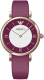 Buy Shop Emporio Armani Gianni T Bar Crystals Maroon Dial Maroon Leather Strap Watch for Women - AR11487 USA Online