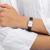 Buy Shop Emporio Armani Gianni T Bar Crystals Silver Dial Blue Leather Strap Watch For Women - AR11469 USA Online