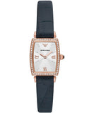 Buy Shop Emporio Armani Gianni T Bar Crystals Silver Dial Blue Leather Strap Watch For Women - AR11469 USA Online