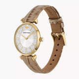 Buy Shop Emporio Armani Gianni T Bar Crystals Silver Dial Brown Leather Strap Watch For Women - AR11518 USA Online