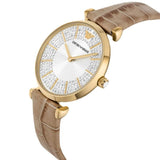Buy Shop Emporio Armani Gianni T Bar Crystals Silver Dial Brown Leather Strap Watch For Women - AR11518 USA Online