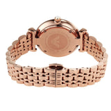 Buy Shop Emporio Armani Gianni T-Bar Crystals Silver Dial Rose Gold Steel Strap Watch For Women - AR11446 USA Online