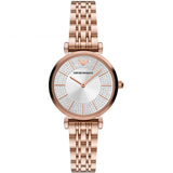 Buy Shop Emporio Armani Gianni T-Bar Crystals Silver Dial Rose Gold Steel Strap Watch For Women - AR11446 USA Online
