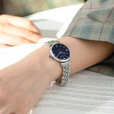 Buy Shop Emporio Armani Gianni T Bar Dark Blue Dial Silver Stainless Steel Watch For Women - AR11091 USA Online