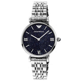 Buy Shop Emporio Armani Gianni T Bar Dark Blue Dial Silver Stainless Steel Watch For Women - AR11091 USA Online