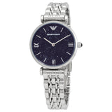 Buy Shop Emporio Armani Gianni T Bar Dark Blue Dial Silver Stainless Steel Watch For Women - AR11091 USA Online