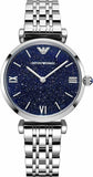 Buy Shop Emporio Armani Gianni T Bar Dark Blue Dial Silver Stainless Steel Watch For Women - AR11091 USA Online