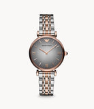 Buy Shop Emporio Armani Gianni T Bar Grey Dial Two Tone Stainless Steel Watch For Women - AR1725 USA Online
