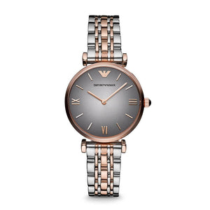 Buy Shop Emporio Armani Gianni T Bar Grey Dial Two Tone Stainless Steel Watch For Women - AR1725 USA Online