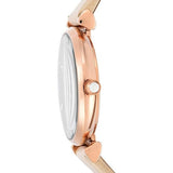 Buy Shop Emporio Armani Gianni T Bar Gunmetal Dial Beige Leather Strap Watch For Women - AR1681 USA Online