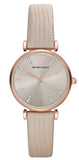 Buy Shop Emporio Armani Gianni T Bar Gunmetal Dial Beige Leather Strap Watch For Women - AR1681 USA Online