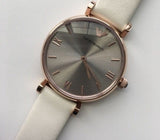 Buy Shop Emporio Armani Gianni T Bar Light Brown Dial White Leather Strap Watch For Women - AR1769 USA Online