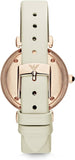 Buy Shop Emporio Armani Gianni T Bar Light Brown Dial White Leather Strap Watch For Women - AR1769 USA Online