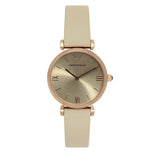 Buy Shop Emporio Armani Gianni T Bar Light Brown Dial White Leather Strap Watch For Women - AR1769 USA Online