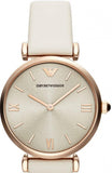Buy Shop Emporio Armani Gianni T Bar Light Brown Dial White Leather Strap Watch For Women - AR1769 USA Online