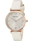 Buy Shop Emporio Armani Gianni T Bar Light Brown Dial White Leather Strap Watch For Women - AR1769 USA Online