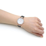 Buy Shop Emporio Armani Gianni T-Bar Mother of Pearl Dial Black Leather Strap Watch For Women - AR11295 USA Online