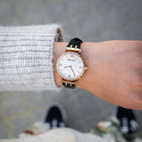 Buy Shop Emporio Armani Gianni T-Bar Mother of Pearl Dial Black Leather Strap Watch For Women - AR11295 USA Online