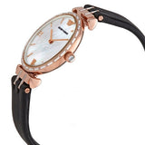 Buy Shop Emporio Armani Gianni T-Bar Mother of Pearl Dial Black Leather Strap Watch For Women - AR11295 USA Online