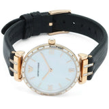 Buy Shop Emporio Armani Gianni T-Bar Mother of Pearl Dial Black Leather Strap Watch For Women - AR11295 USA Online