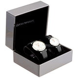 Buy Shop Emporio Armani Gianni T Bar Mother of Pearl Dial Black Leather Strap Watch For Women - AR90002 USA Online