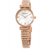 Buy Shop Emporio Armani Gianni T-Bar Mother of Pearl Dial Rose Gold Steel Strap Watch For Women - AR11316 USA Online