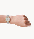 Buy Shop Emporio Armani Gianni T Bar Mother of Pearl Dial Silver Mesh Bracelet Watch For Women - AR2068 USA Online