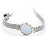 Buy Shop Emporio Armani Gianni T Bar Mother of Pearl Dial Silver Mesh Bracelet Watch For Women - AR2068 USA Online