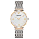Buy Shop Emporio Armani Gianni T Bar Mother of Pearl Dial Silver Mesh Bracelet Watch For Women - AR2068 USA Online