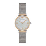 Buy Shop Emporio Armani Gianni T Bar Mother of Pearl Dial Silver Mesh Bracelet Watch For Women - AR2068 USA Online