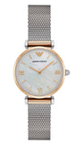Buy Shop Emporio Armani Gianni T Bar Mother of Pearl Dial Silver Mesh Bracelet Watch For Women - AR2068 USA Online
