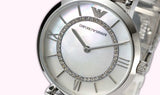 Buy Shop Emporio Armani Gianni T-Bar Mother of Pearl Dial Silver Stainless Steel Watch For Women - AR1908 USA Online