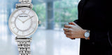 Buy Shop Emporio Armani Gianni T-Bar Mother of Pearl Dial Silver Stainless Steel Watch For Women - AR1908 USA Online
