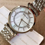 Buy Shop Emporio Armani Gianni T-Bar Mother of Pearl Dial Silver Stainless Steel Watch For Women - AR1908 USA Online