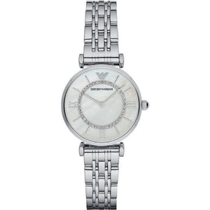 Buy Shop Emporio Armani Gianni T-Bar Mother of Pearl Dial Silver Stainless Steel Watch For Women - AR1908 USA Online