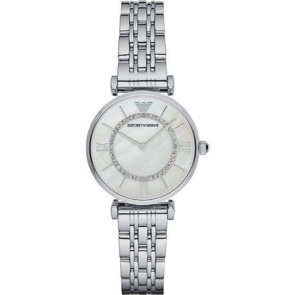 Buy Shop Emporio Armani Gianni T-Bar Mother of Pearl Dial Silver Stainless Steel Watch For Women - AR1908 USA Online
