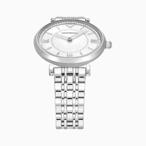 Buy Shop Emporio Armani Gianni T-Bar Mother of Pearl Dial Silver Steel Strap Watch for Women - AR11701 USA Online