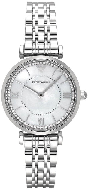 Buy Shop Emporio Armani Gianni T-Bar Mother of Pearl Dial Silver Steel Strap Watch for Women - AR11701 USA Online