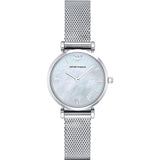 Buy Shop Emporio Armani Gianni T Bar Mother of Pearl Dial Silver Steel Strap Watch For Women - AR1955 USA Online