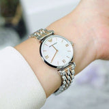 Buy Shop Emporio Armani Gianni T-Bar Mother of Pearl Dial Two Tone Steel Strap Watch For Women - AR1987 USA Online