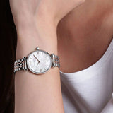 Buy Shop Emporio Armani Gianni T-Bar Mother of Pearl Dial Two Tone Steel Strap Watch For Women - AR1987 USA Online