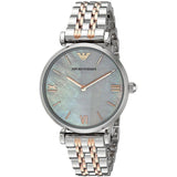 Buy Shop Emporio Armani Gianni T-Bar Mother of Pearl Dial Two Tone Steel Strap Watch For Women - AR1987 USA Online